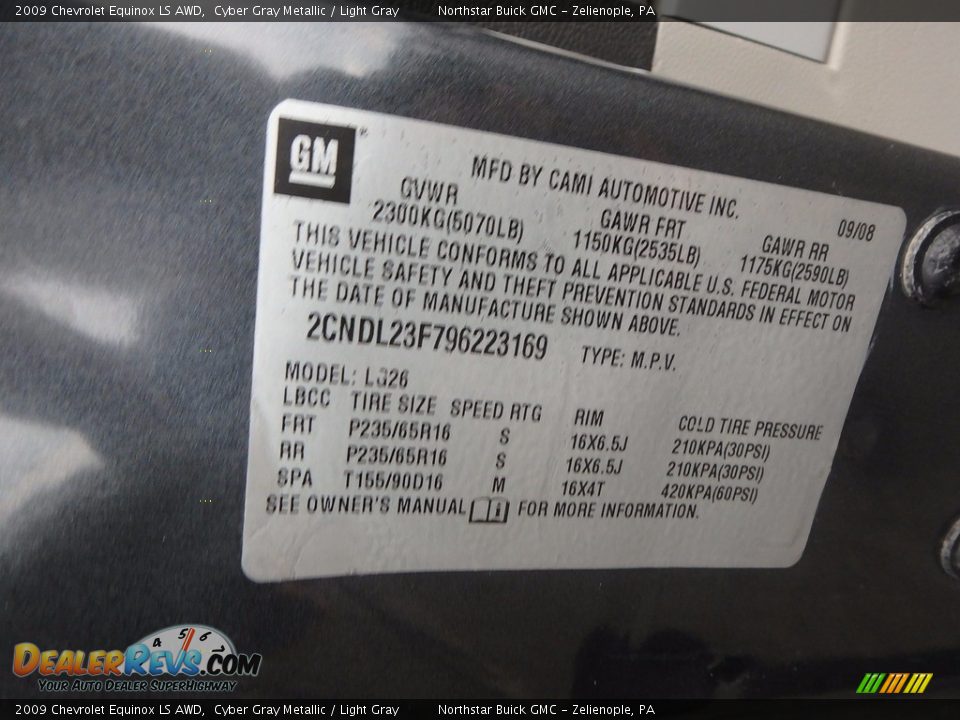2009 Chevrolet Equinox LS AWD Cyber Gray Metallic / Light Gray Photo #20