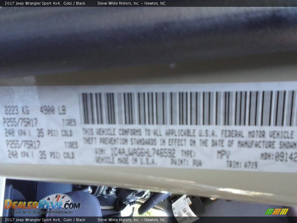 2017 Jeep Wrangler Sport 4x4 Gobi / Black Photo #26