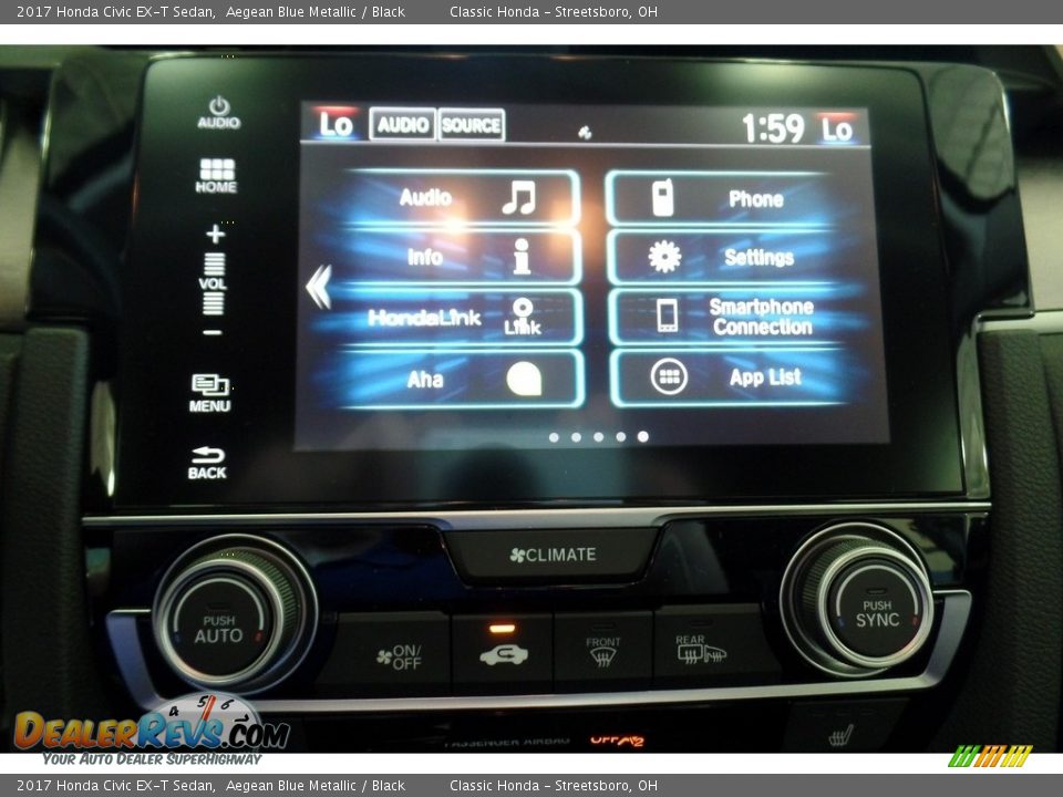 2017 Honda Civic EX-T Sedan Aegean Blue Metallic / Black Photo #18