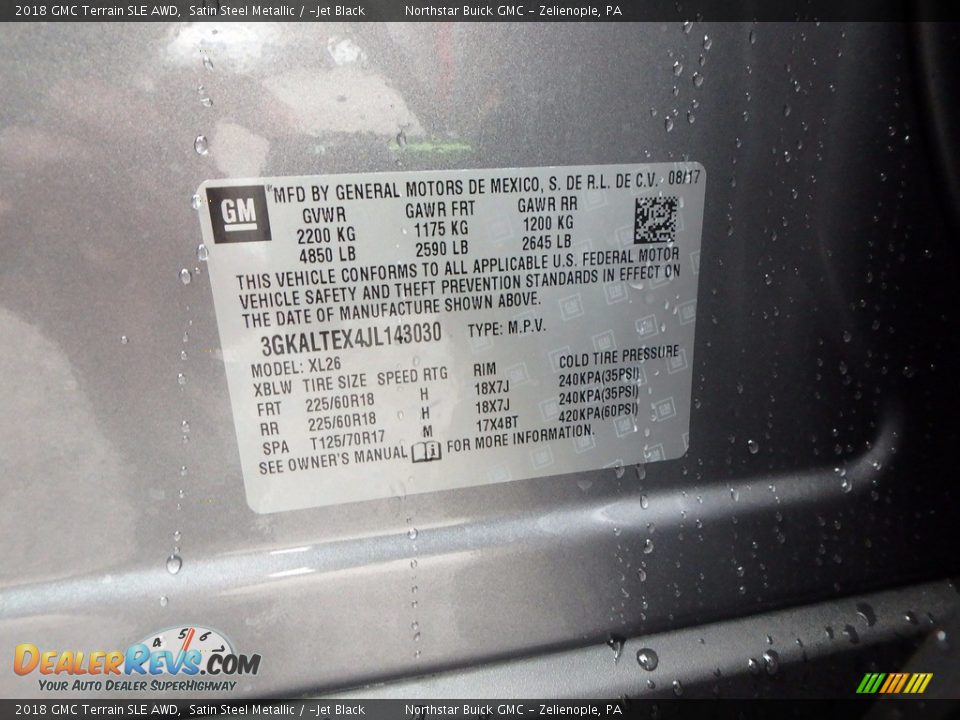 2018 GMC Terrain SLE AWD Satin Steel Metallic / ­Jet Black Photo #16