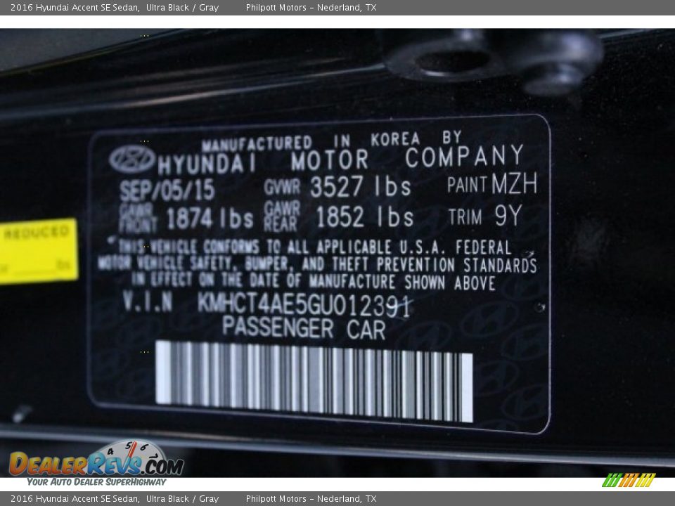 2016 Hyundai Accent SE Sedan Ultra Black / Gray Photo #34