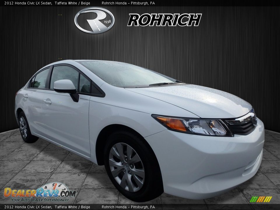 2012 Honda Civic LX Sedan Taffeta White / Beige Photo #1
