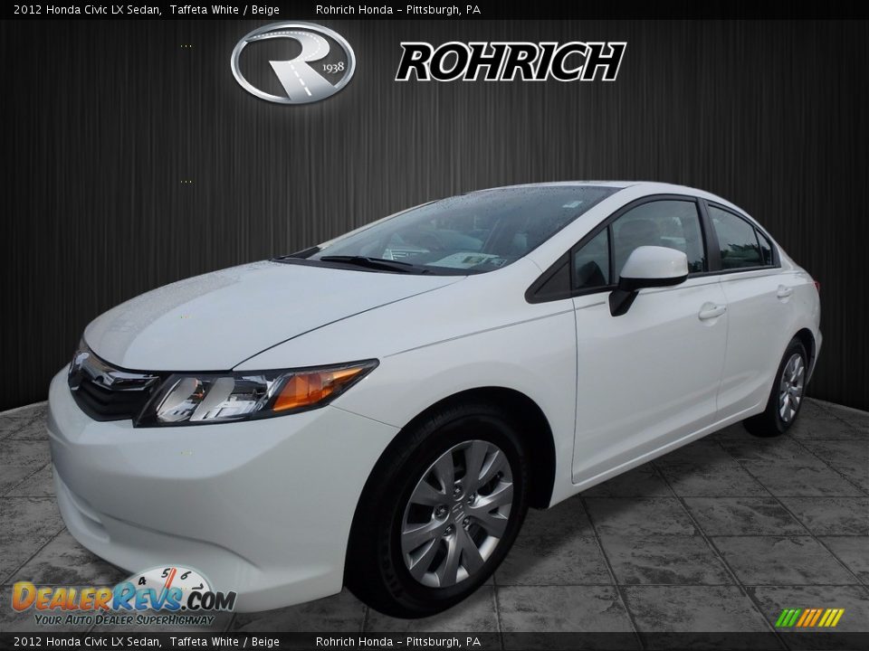 2012 Honda Civic LX Sedan Taffeta White / Beige Photo #3
