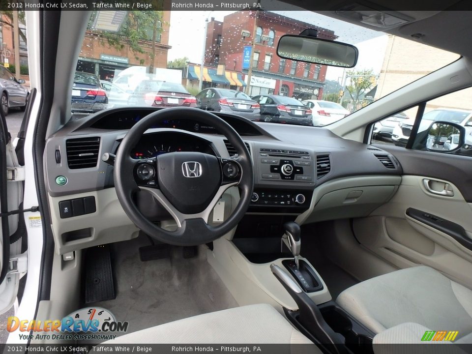 2012 Honda Civic LX Sedan Taffeta White / Beige Photo #8