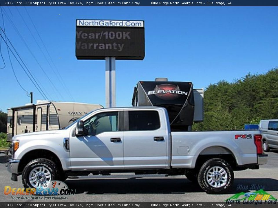 2017 Ford F250 Super Duty XL Crew Cab 4x4 Ingot Silver / Medium Earth Gray Photo #2