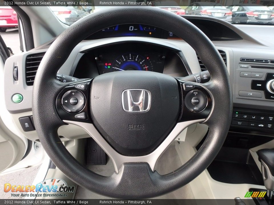2012 Honda Civic LX Sedan Taffeta White / Beige Photo #20