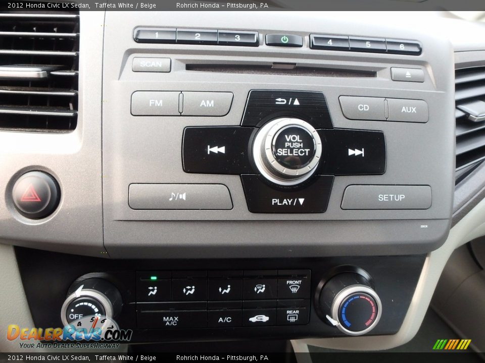 2012 Honda Civic LX Sedan Taffeta White / Beige Photo #26