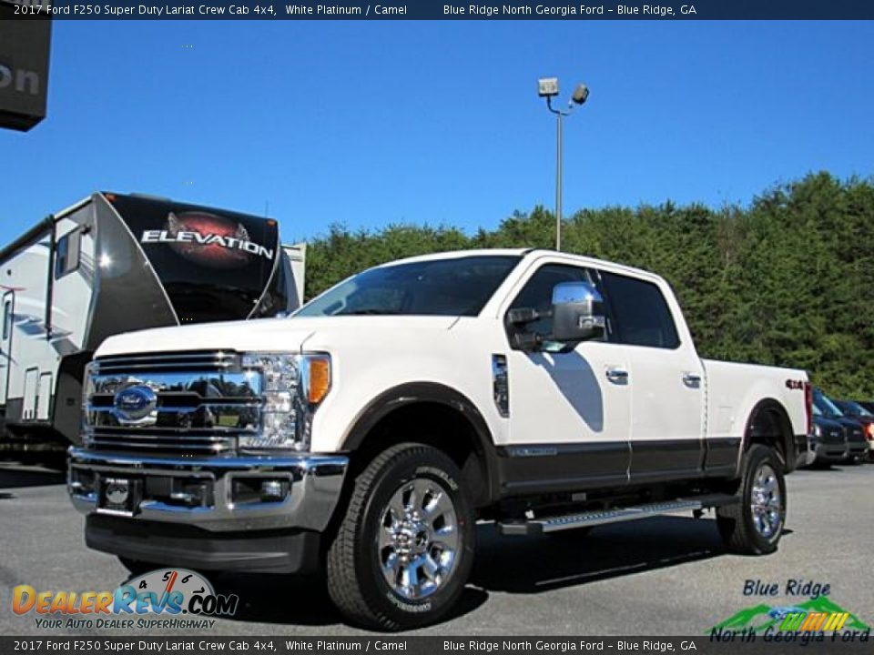 2017 Ford F250 Super Duty Lariat Crew Cab 4x4 White Platinum / Camel Photo #1