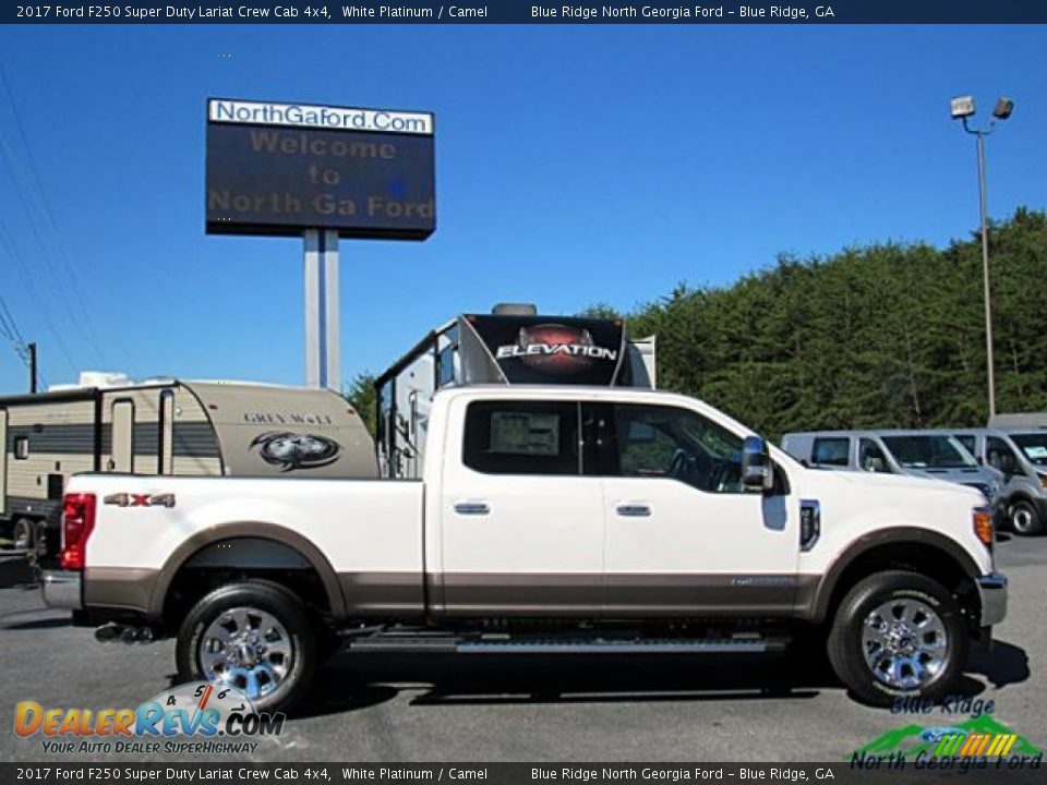 2017 Ford F250 Super Duty Lariat Crew Cab 4x4 White Platinum / Camel Photo #6
