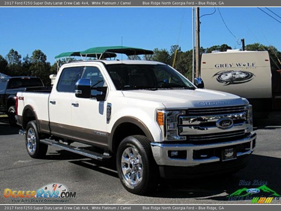 2017 Ford F250 Super Duty Lariat Crew Cab 4x4 White Platinum / Camel Photo #7