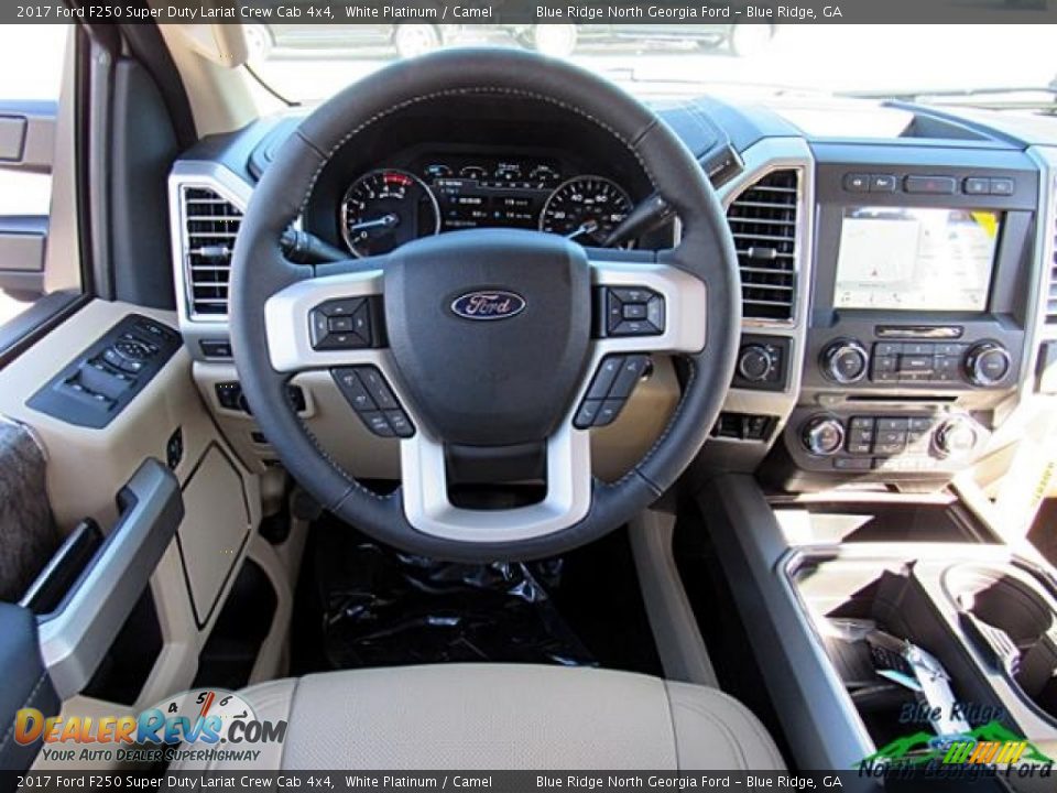 2017 Ford F250 Super Duty Lariat Crew Cab 4x4 White Platinum / Camel Photo #15