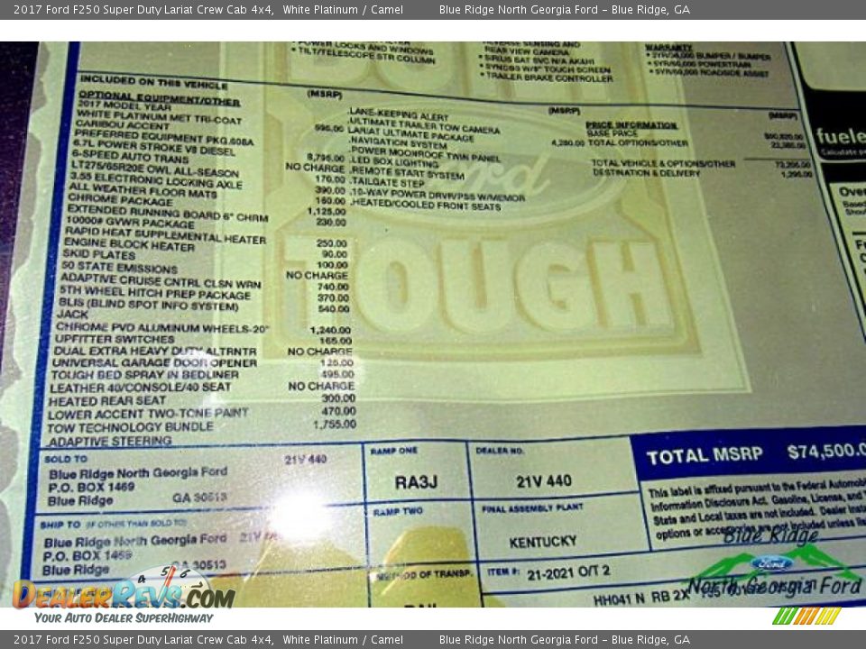2017 Ford F250 Super Duty Lariat Crew Cab 4x4 White Platinum / Camel Photo #33