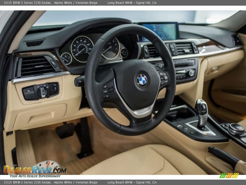2015 BMW 3 Series 328i Sedan Alpine White / Venetian Beige Photo #15