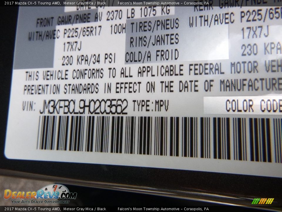 2017 Mazda CX-5 Touring AWD Meteor Gray Mica / Black Photo #12