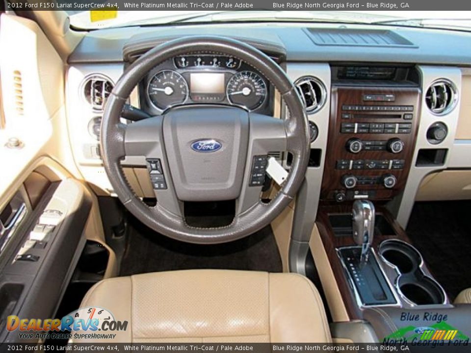 2012 Ford F150 Lariat SuperCrew 4x4 White Platinum Metallic Tri-Coat / Pale Adobe Photo #14