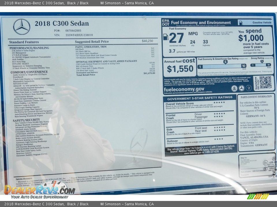 2018 Mercedes-Benz C 300 Sedan Black / Black Photo #11