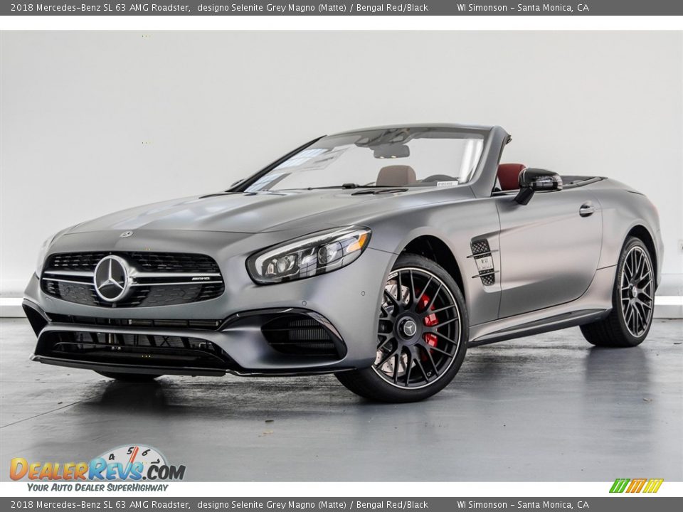 2018 Mercedes-Benz SL 63 AMG Roadster designo Selenite Grey Magno (Matte) / Bengal Red/Black Photo #18