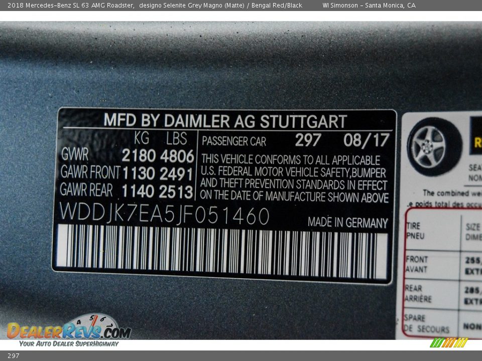 Mercedes-Benz Color Code 297 designo Selenite Grey Magno (Matte)