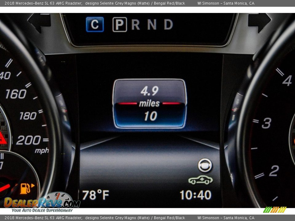 2018 Mercedes-Benz SL 63 AMG Roadster designo Selenite Grey Magno (Matte) / Bengal Red/Black Photo #34