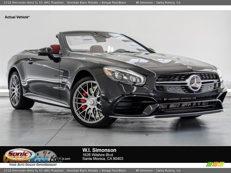 2018 Mercedes-Benz SL 63 AMG Roadster Obsidian Black Metallic / Bengal Red/Black Photo #1