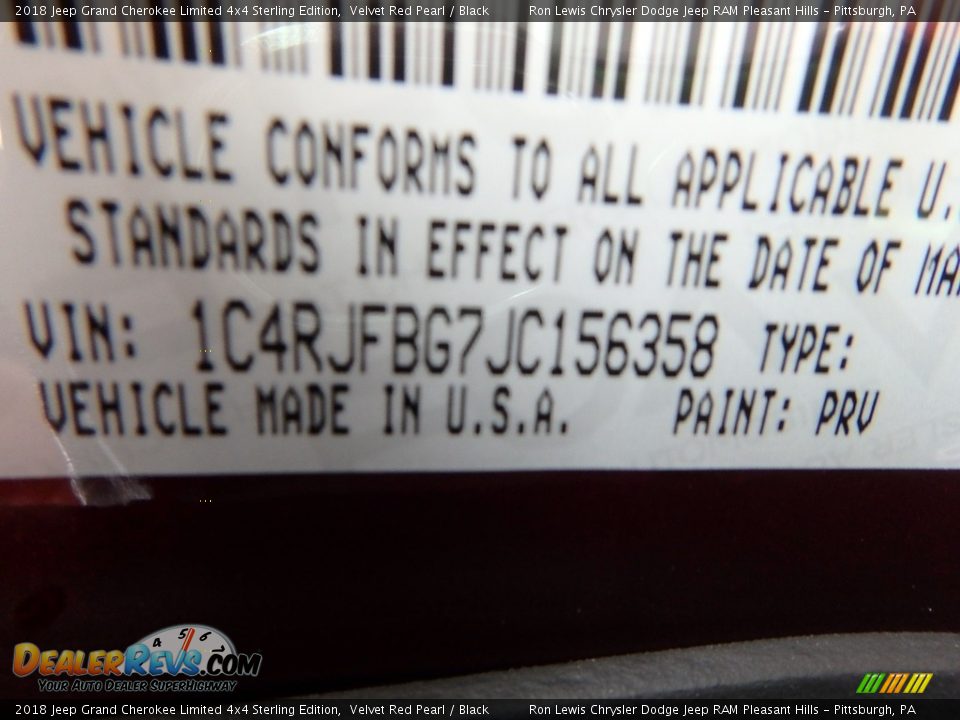 2018 Jeep Grand Cherokee Limited 4x4 Sterling Edition Velvet Red Pearl / Black Photo #14