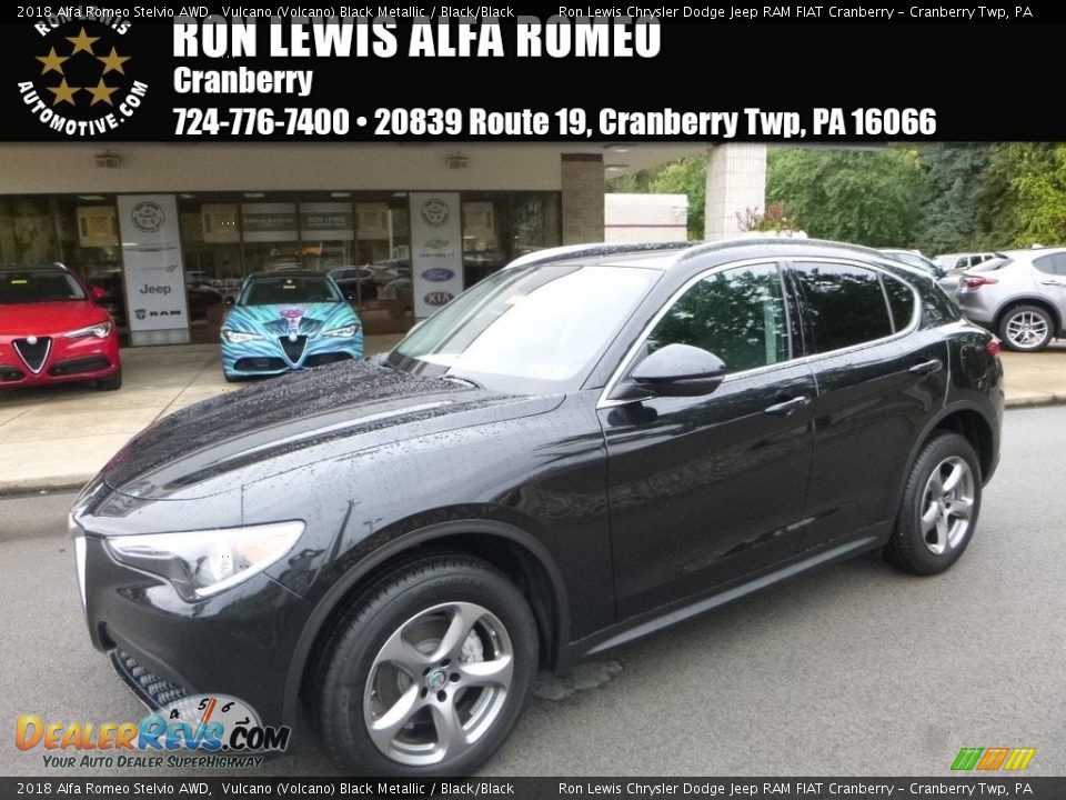 2018 Alfa Romeo Stelvio AWD Vulcano (Volcano) Black Metallic / Black/Black Photo #1
