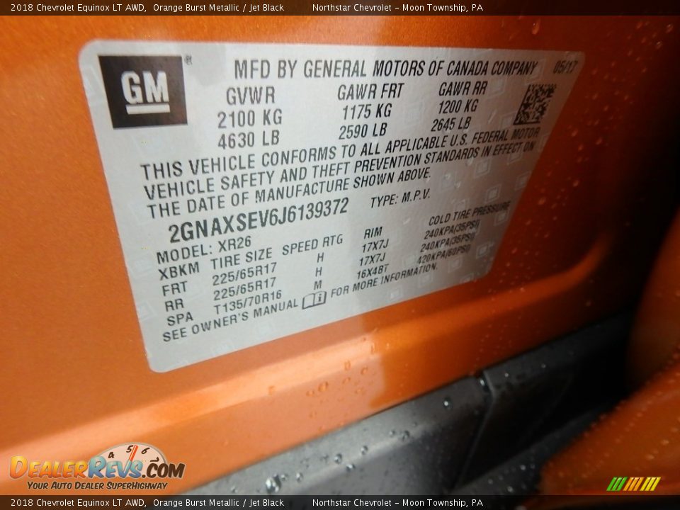 2018 Chevrolet Equinox LT AWD Orange Burst Metallic / Jet Black Photo #18