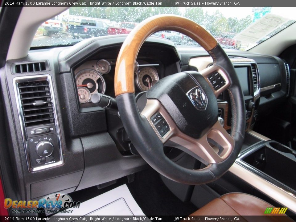 2014 Ram 1500 Laramie Longhorn Crew Cab Bright White / Longhorn Black/Cattle Tan Photo #13