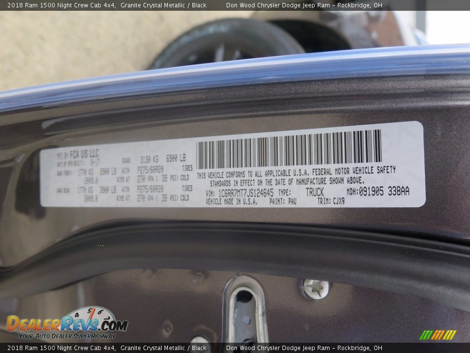2018 Ram 1500 Night Crew Cab 4x4 Granite Crystal Metallic / Black Photo #24
