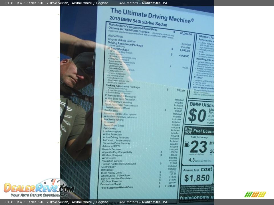 2018 BMW 5 Series 540i xDrive Sedan Alpine White / Cognac Photo #8