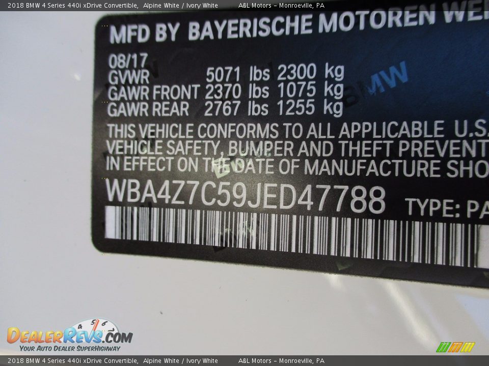 2018 BMW 4 Series 440i xDrive Convertible Alpine White / Ivory White Photo #19