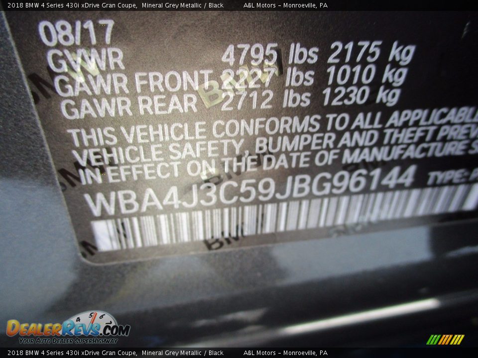 2018 BMW 4 Series 430i xDrive Gran Coupe Mineral Grey Metallic / Black Photo #19