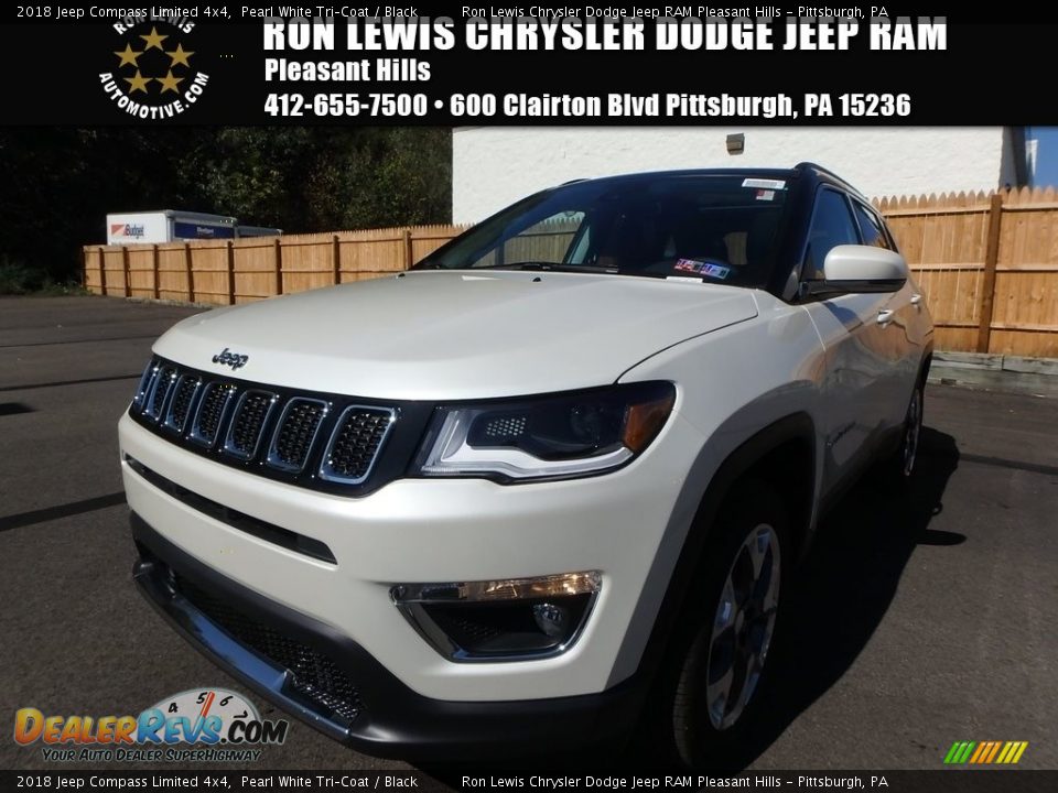 2018 Jeep Compass Limited 4x4 Pearl White Tri–Coat / Black Photo #1