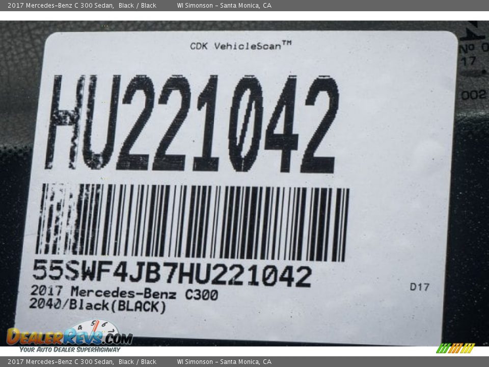 2017 Mercedes-Benz C 300 Sedan Black / Black Photo #8