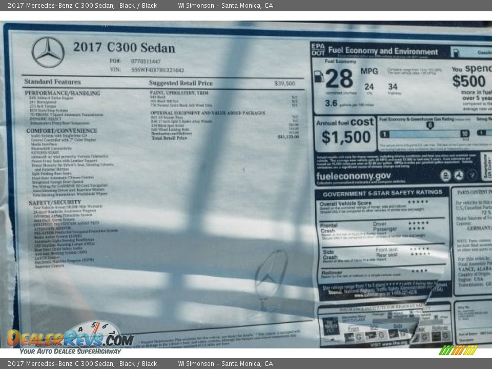 2017 Mercedes-Benz C 300 Sedan Black / Black Photo #11