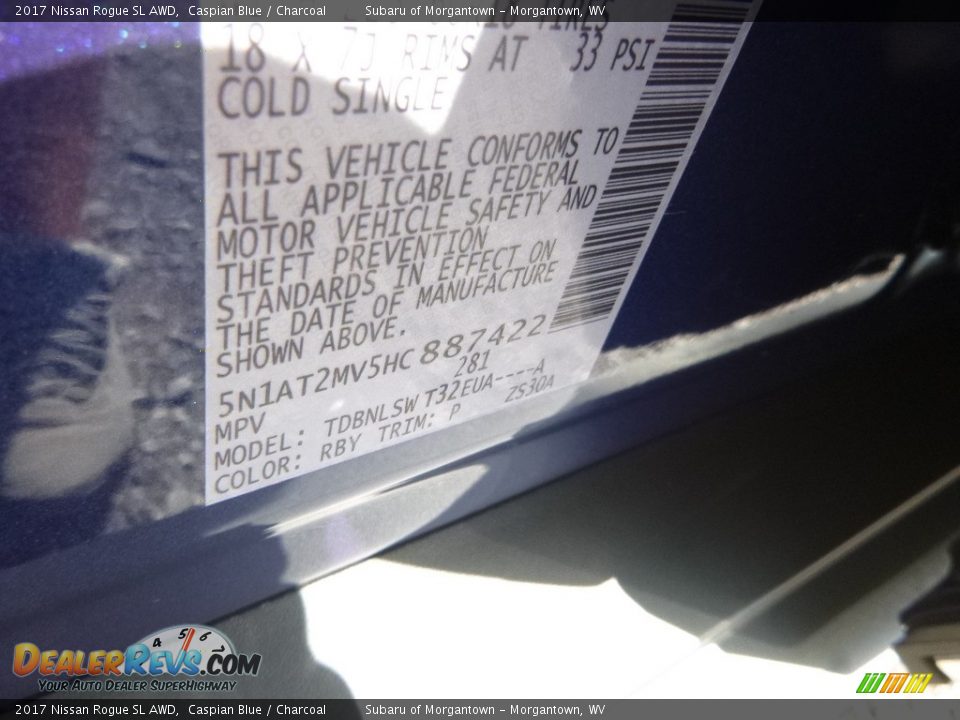 2017 Nissan Rogue SL AWD Caspian Blue / Charcoal Photo #15