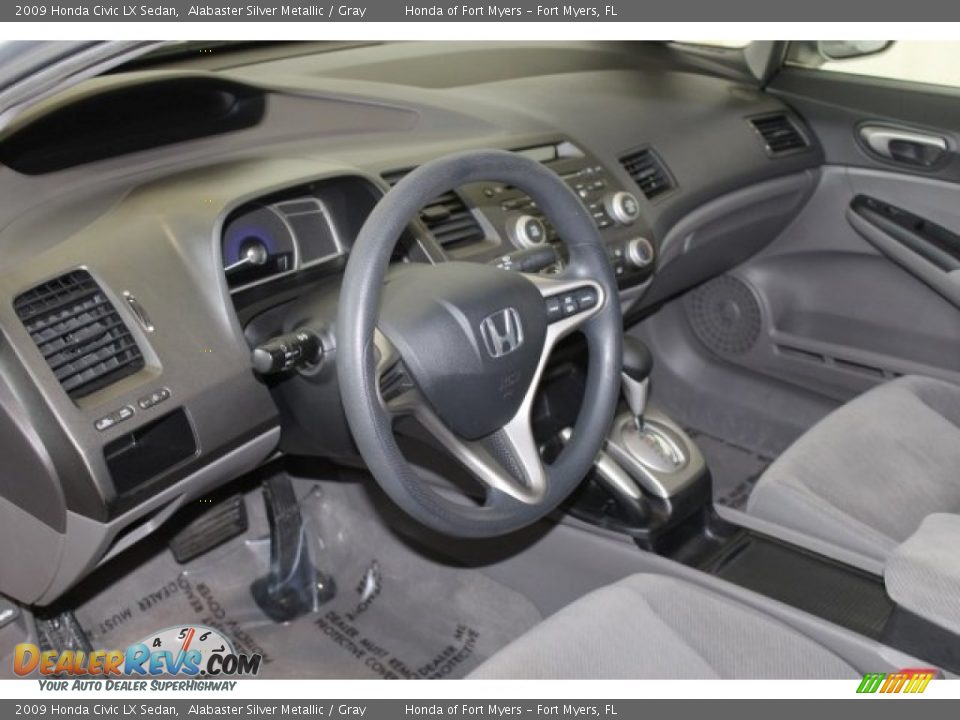 2009 Honda Civic LX Sedan Alabaster Silver Metallic / Gray Photo #12