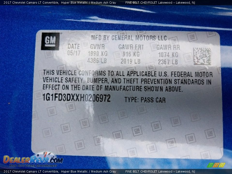 2017 Chevrolet Camaro LT Convertible Hyper Blue Metallic / Medium Ash Gray Photo #24