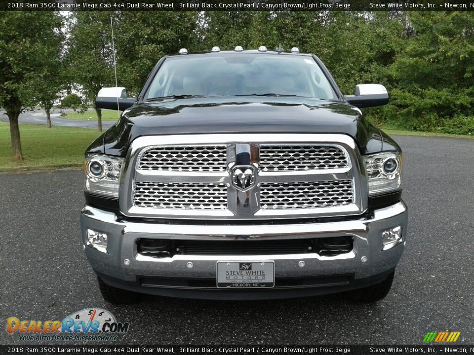 2018 Ram 3500 Laramie Mega Cab 4x4 Dual Rear Wheel Brilliant Black Crystal Pearl / Canyon Brown/Light Frost Beige Photo #3