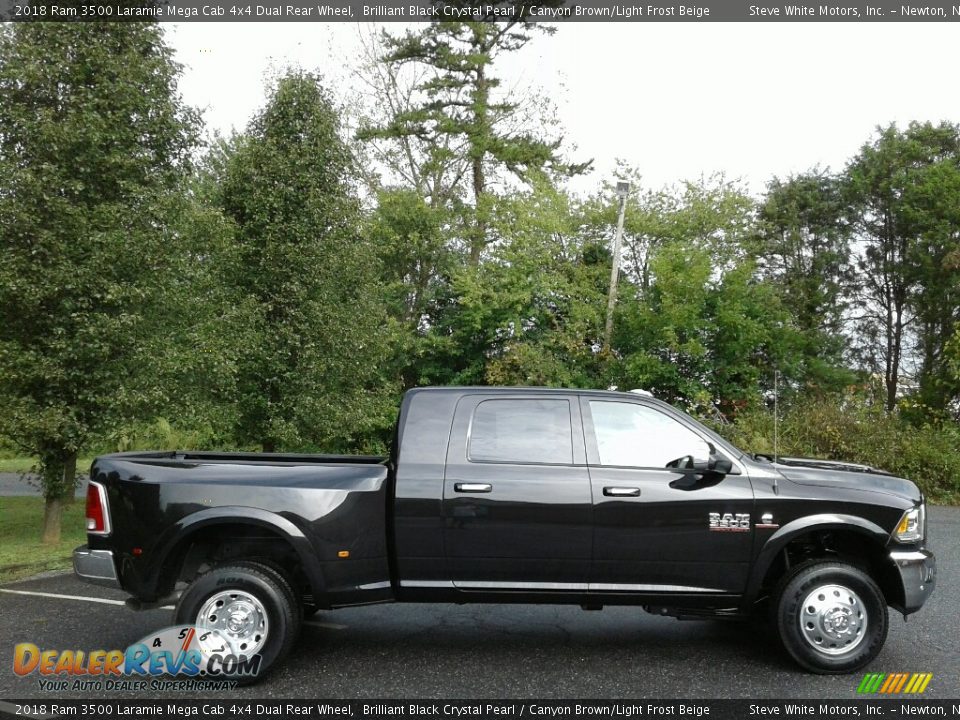 2018 Ram 3500 Laramie Mega Cab 4x4 Dual Rear Wheel Brilliant Black Crystal Pearl / Canyon Brown/Light Frost Beige Photo #5