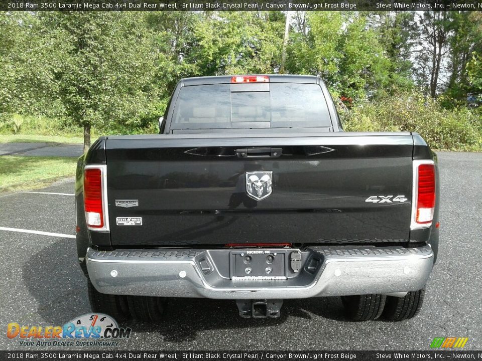 2018 Ram 3500 Laramie Mega Cab 4x4 Dual Rear Wheel Brilliant Black Crystal Pearl / Canyon Brown/Light Frost Beige Photo #7