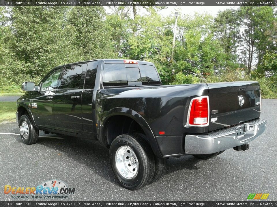 2018 Ram 3500 Laramie Mega Cab 4x4 Dual Rear Wheel Brilliant Black Crystal Pearl / Canyon Brown/Light Frost Beige Photo #8