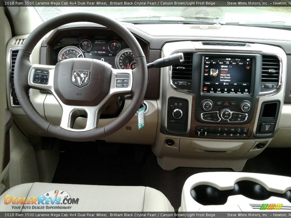 2018 Ram 3500 Laramie Mega Cab 4x4 Dual Rear Wheel Brilliant Black Crystal Pearl / Canyon Brown/Light Frost Beige Photo #17