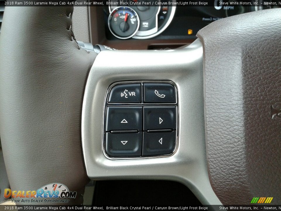 2018 Ram 3500 Laramie Mega Cab 4x4 Dual Rear Wheel Brilliant Black Crystal Pearl / Canyon Brown/Light Frost Beige Photo #18