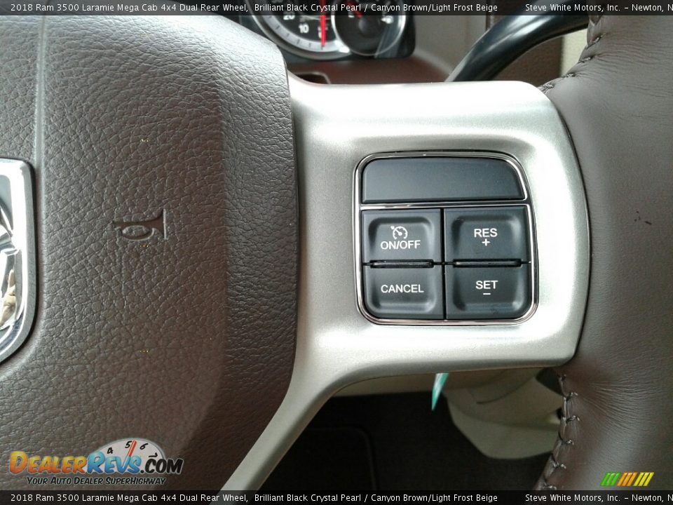 2018 Ram 3500 Laramie Mega Cab 4x4 Dual Rear Wheel Brilliant Black Crystal Pearl / Canyon Brown/Light Frost Beige Photo #19