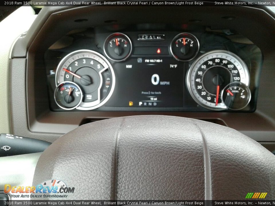 2018 Ram 3500 Laramie Mega Cab 4x4 Dual Rear Wheel Brilliant Black Crystal Pearl / Canyon Brown/Light Frost Beige Photo #20