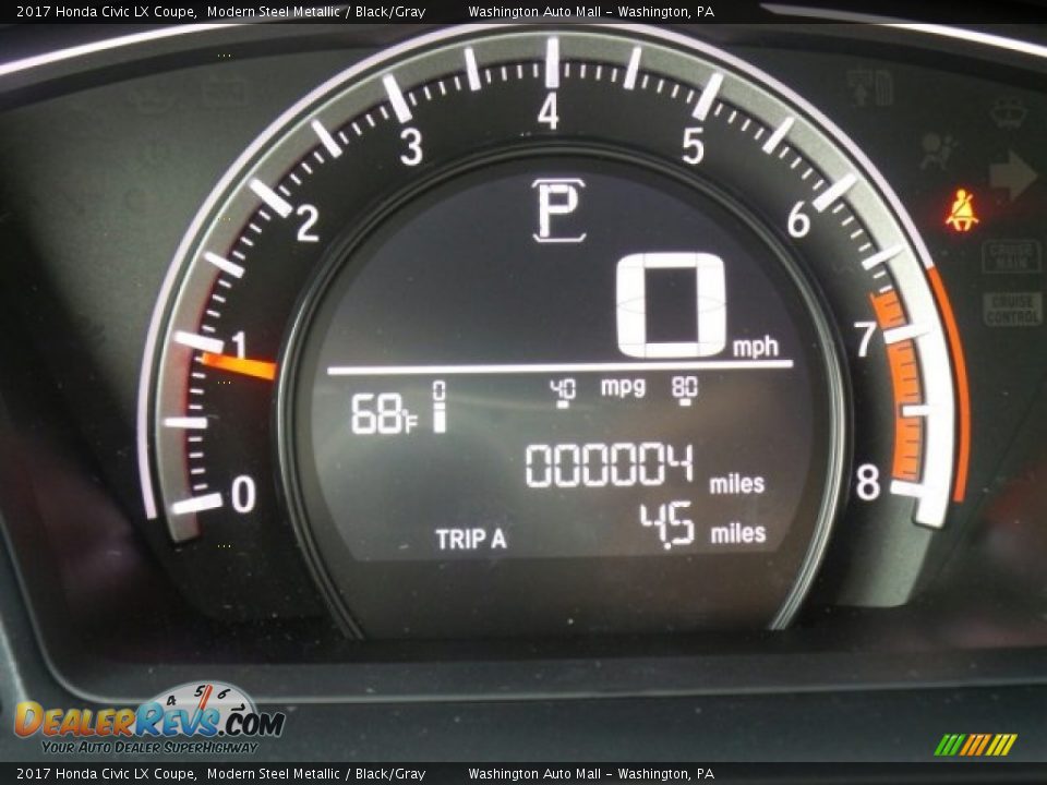 2017 Honda Civic LX Coupe Modern Steel Metallic / Black/Gray Photo #14