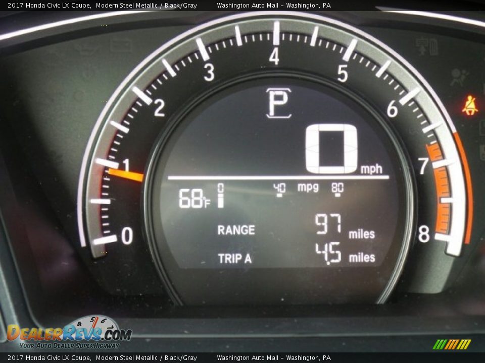 2017 Honda Civic LX Coupe Modern Steel Metallic / Black/Gray Photo #15