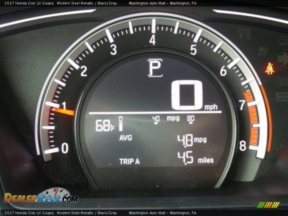 2017 Honda Civic LX Coupe Modern Steel Metallic / Black/Gray Photo #16