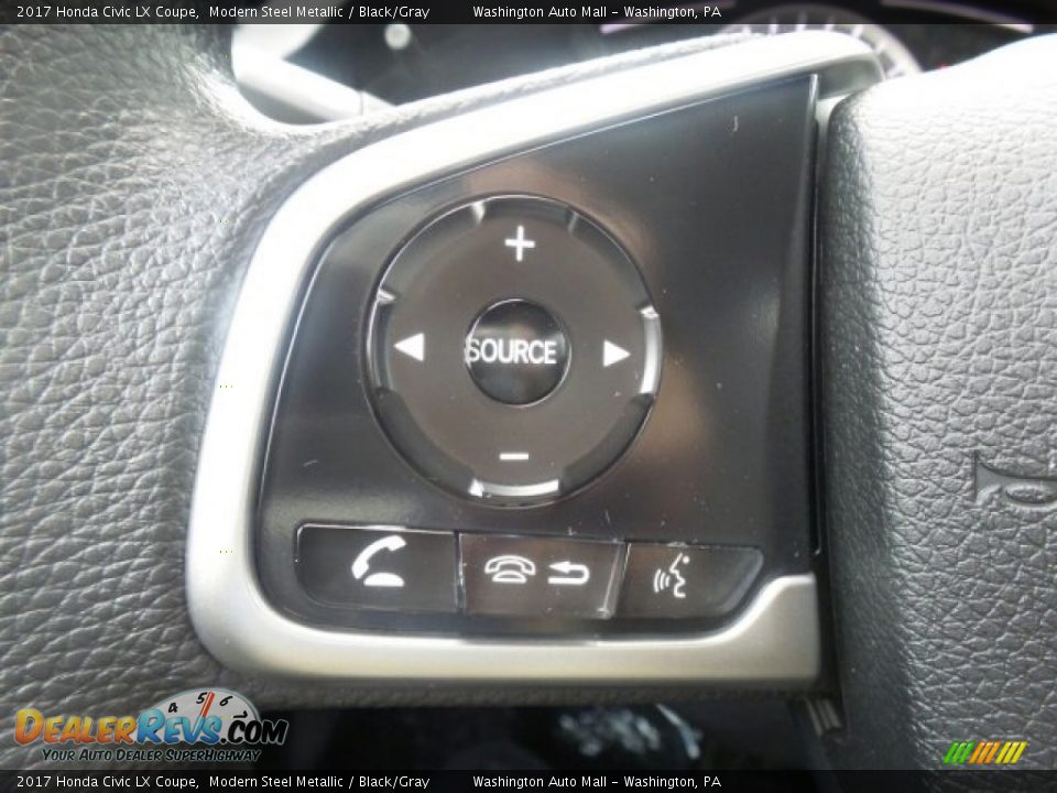 2017 Honda Civic LX Coupe Modern Steel Metallic / Black/Gray Photo #17